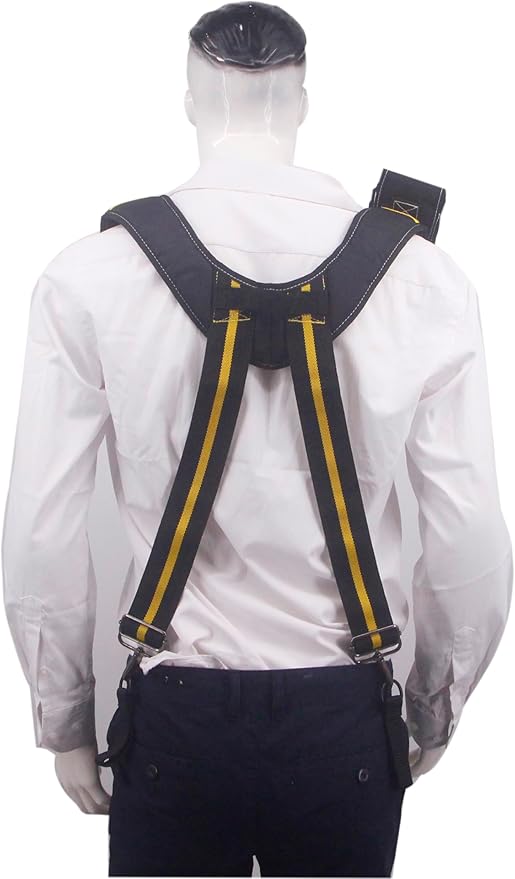 Tool Belt Suspender for Men 4 Point Padded with Attachment Loops, WristBand Pouch Pocket for Construction Worker