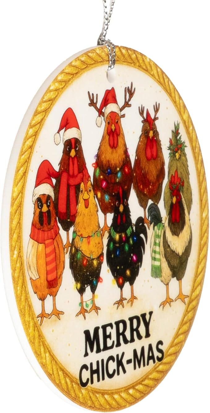 Funny Christmas chicken ornaments for christmas tree 2025 - chicken ornament - chicken christmas ornaments - rooster christmas ornaments - christmas chicken decor - Vintage Christmas ornament