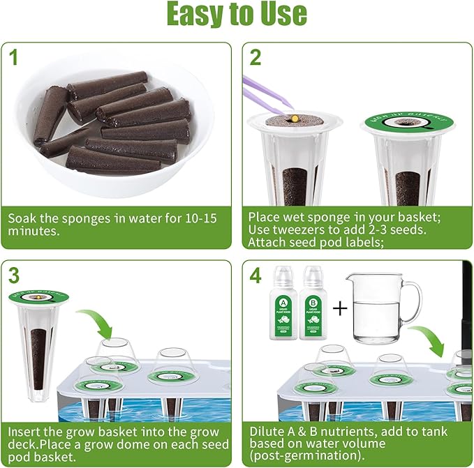 12 Pods Gourmet Herb Seed Kit Compatible with All Hydroponics, Hydroponic Growing Kit with Nutrient Solution, Seeds & Grow Sponges – Indoor Garden for Fresh Herbs & Vegetables (Nutrient & Lettuce)