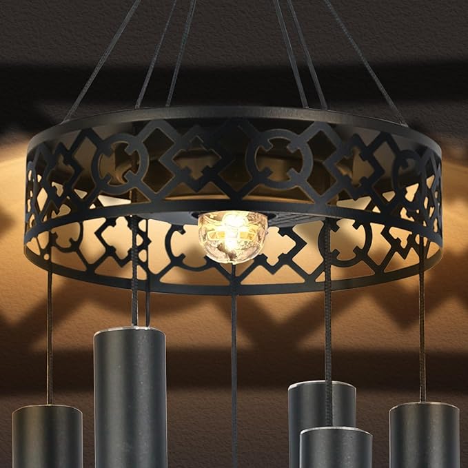 42" Deep Tone Wind Chimes for Outside Clearance, Solar Large Metal Windchimes for Loss of Loved One, Memorial Heavy Duty Chimes Outdoor for Garden,Sympathy Gifts，Black