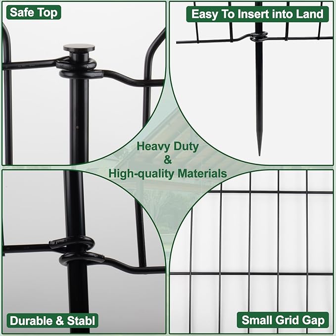SUNLAX 10 Panels Garden Fence 24ft(L) x 32in(H) Fencing Tall for Yard Dog Pet Fence No Dig Temporary Fence Barrier for Outdoor Patio with Gate