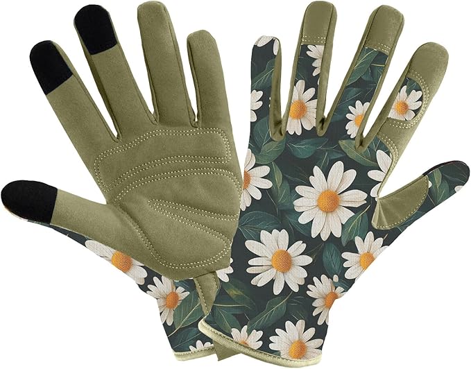 Gardening Gloves for Women, Printed Touchscreen Garden Gloves with Grip, Thorn-Proof Puncture-Resistant Work Gloves