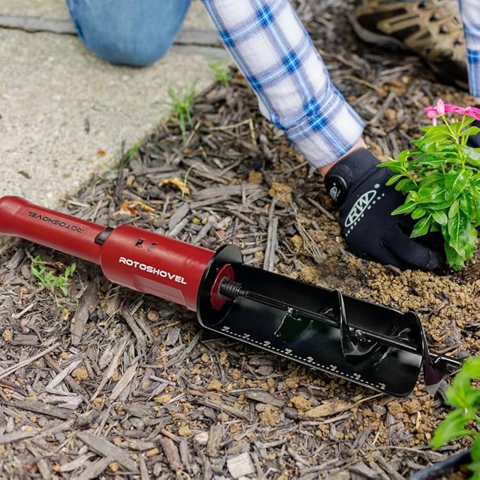 Powered Handheld Shovel with Auger & Safety Shutoff for Gardening, Landscaping & Planting - 12 Volt Battery & Charger Included
