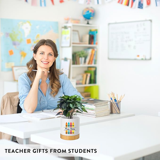 Custom Teacher Flower Pot with Drainage Personalized Thank You Gift by andaz Press