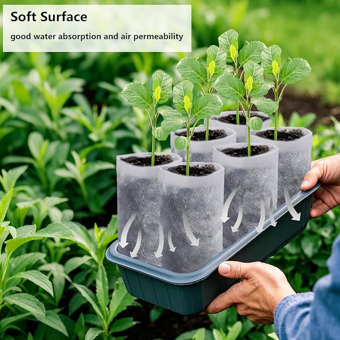 Belit 50 Pcs 13.5" H Deep Nursery Grow Bags, Non-Woven Plants Pots Container for Starting Deep Rooted Plants Vegetable, Flower, Seedling Tree (7.5"x13.5")
