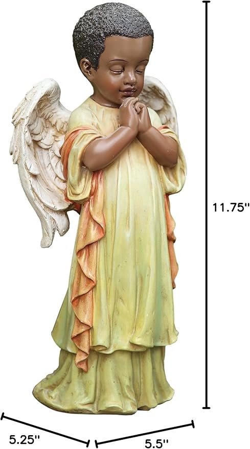 Napco Praying Angel Child Pale Lime 5.25 x 11.75 Resin Stone Garden Figurine