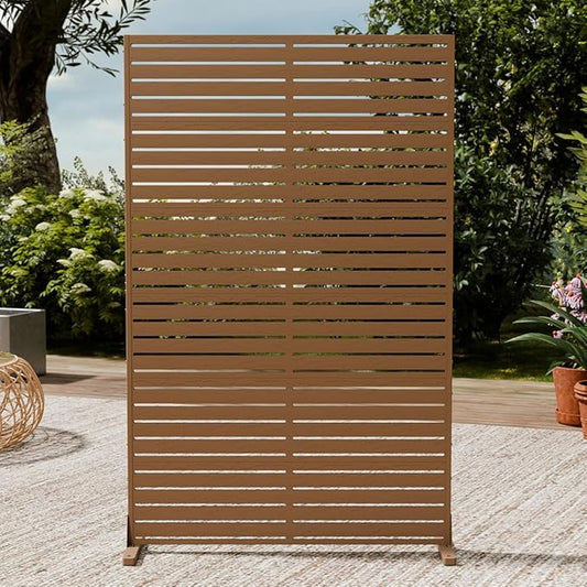 Outdoor Privacy Screen 72" H×47" W HDPE Freestanding Decorative Privacy Fence with Steel Poles and Stand 6 Panel, Air Conditioner Fence Panels, Privacy Screen for Patio Backyard,Balcony, Pool