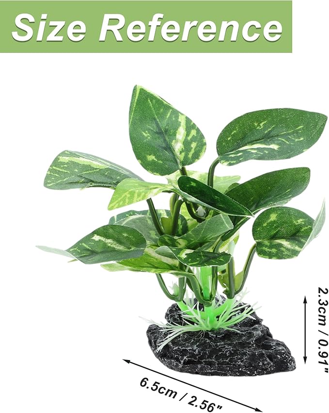 Aquarium Plastic Plants, Silk Aquarium Plants, Silk Plants for Betta Fish Tank, Plant Decor for Aquarium, Dark Green, Pointed Leaves, 4.7" Tall
