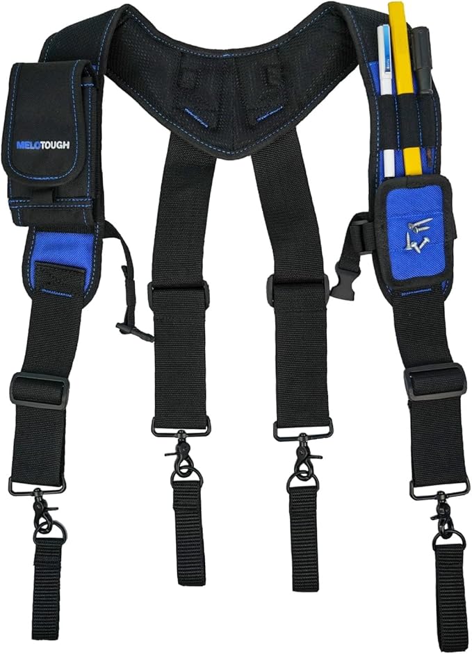 MELOTOUGH Magnetic Tool Belt Suspenders with Magnetic WristBand for Work Belt Padded Suspenders Constrcution