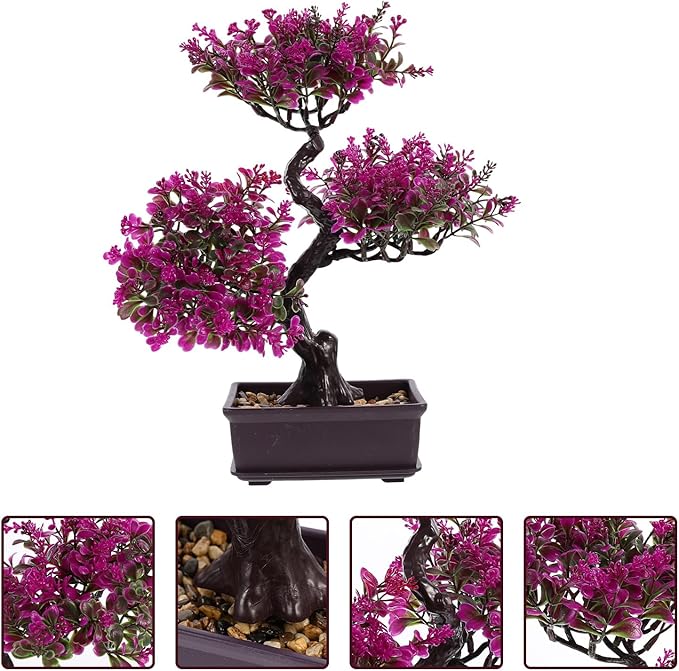 Cabilock Artificial Bonsai Tree 14 Inches Faux Juniper Plant with Ceramic Pot Indoor Decor for Desk Shelf Bathroom Bedroom Office Home Decoration