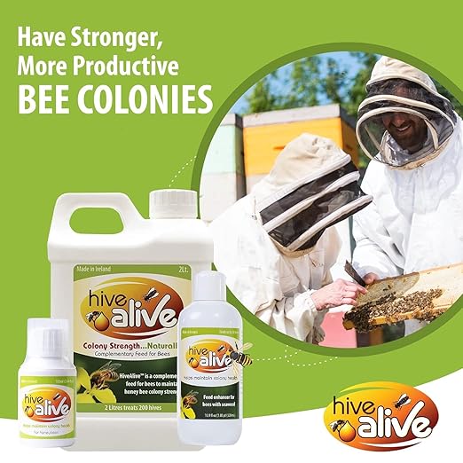 HIVE ALIVE Bee Food Supplement - Honey Bee Liquid Concentrate Feed Enhancer - Beekeeping Fall Spring Feeding – Lowers Winter Mortality, Boosts Gut Health, Colony Size (500 ml, 50 Hives)