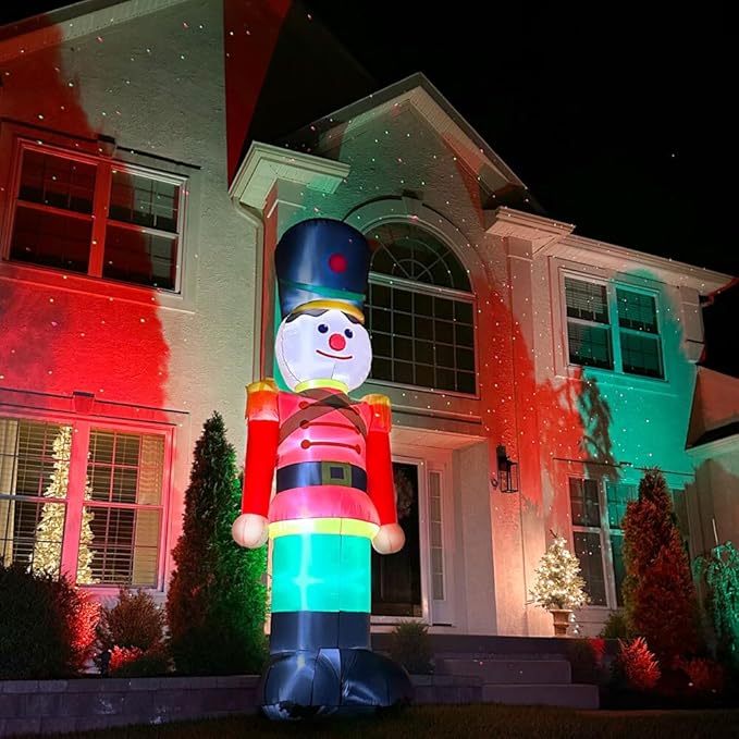 Fraser Hill Farm 12-Ft. Tall Nutcracker Blow Up Inflatable with Lights, Outdoor Christmas Inflatable Decoration for Lawn and Yard, Giant Festive Holiday Decor