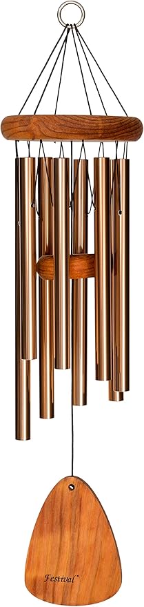 Festival 24-inch Redwood Wind Chime 8 Tubes in Bronze by Wind River for Patio, Backyard, Garden, and Outdoor décor. Made in The USA