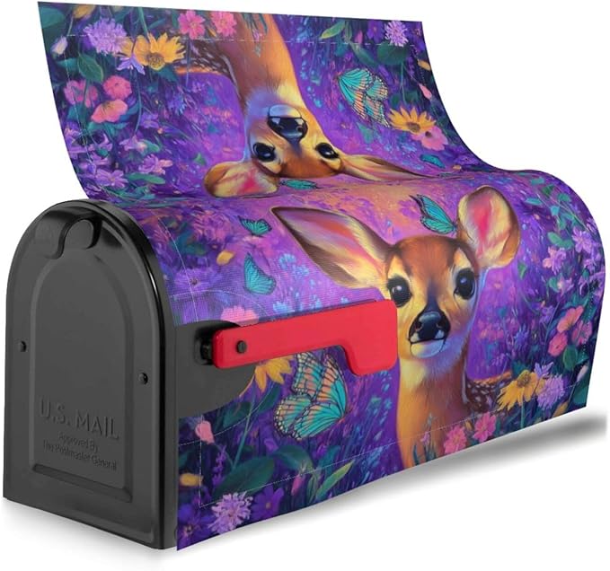 Deer Mailbox Covers Magnetic Letterbox Covers 21x18 Inch for Garden Outdoor Decoration