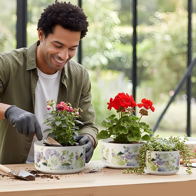 Ceramic Planters Set of 3 – 5.9/4.9/ 3.9 in White Cylinder Indoor Plant Pots , Plant Pots Indoor for Olive Tree，Matte Glazed Stoneware Flower Pots for Succulent Herb Cactus (3, Ceramic White)