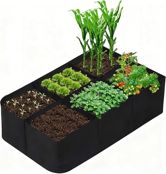 4x2 Ft Fabric Raised Garden Bed with 6 Grids - Perfect for Tomato and Potato Grow Bags, Outdoor Indoor Vegetable Garden Clearance Grow A Garden Solution