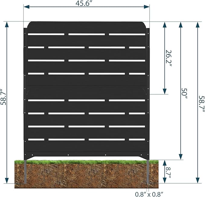 HOMSPARK Fence Privacy Screen Decorative Garden Fence Panels Multi-Purpose, No Dig Animal Barrier Fence Air Conditioner Fence Panels for Outside Yard Patio Pool, 45.7" W x 52" H, 1 PCs, Black