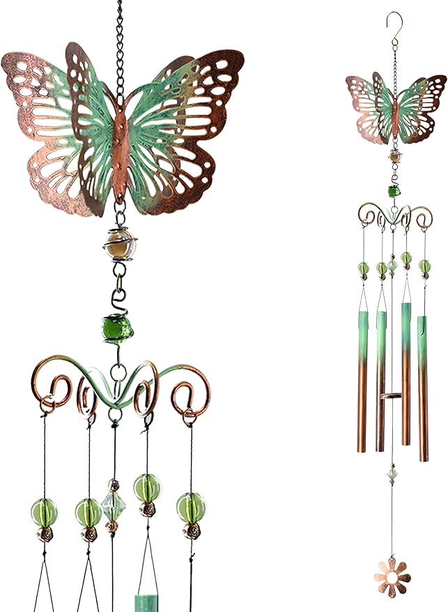 Butterfly Gifts for Women/Men, Butterfly Wind Chimes for Garden/Yard Decor,Birthday for Grandma/Mom，31in