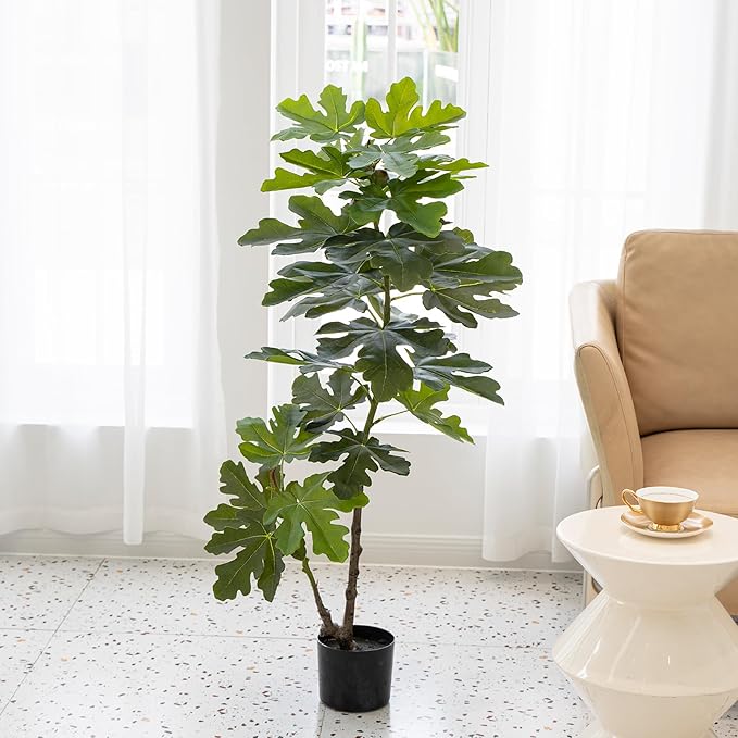 Tall Artificial Plants Indoor 3.9Ft Artificial Ficus Macrocarpa Fake Tree for Indoor Decor Tree Fiddle Leaf Fig Tree Artificial Tree Ficus Fake Tall Plant Faux Plants Indoor Tall Faux Plants Outdoor