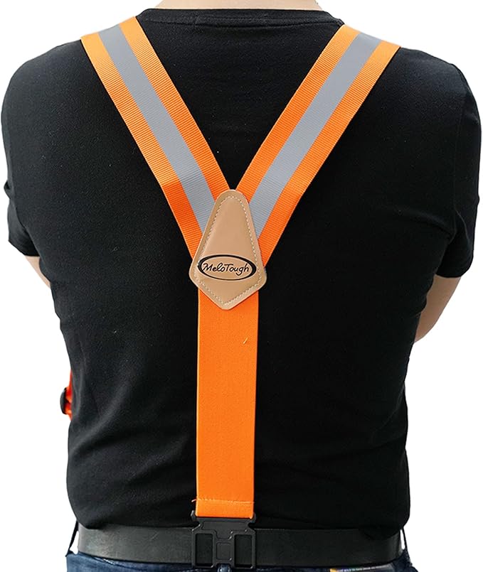 MELOTOUGH Suspenders with Non-Metal End Clip Reflective Safety Belt Clip