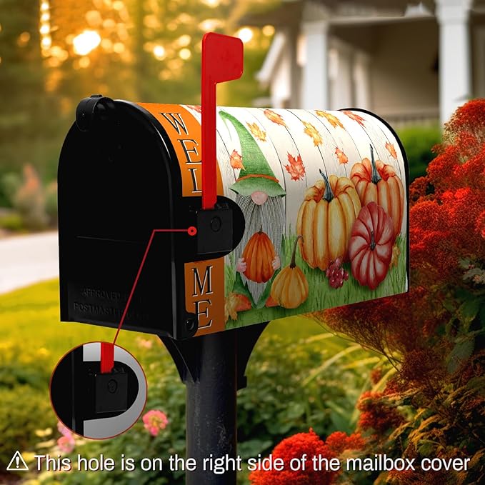 Fall Gnome Mailbox Covers Magnetic Standard Size Welcome Mail Box Cover Autumn Pumpkin Mailbox Post Cover Waterproof Mailbox Decor Maple Leaves Mailbox Wraps for Garden Yard 21 * 18 Inch