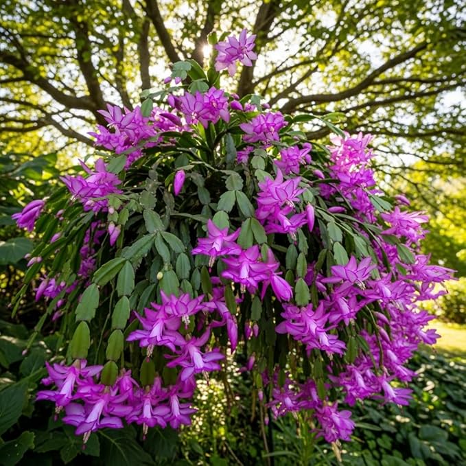 Thanksgiving Cactus Plants Live in 4" Pot, Holiday Christmas Cactus, Colorful Indoor Houseplant, Zygocactus Like, Ready to Bloom (Purple)