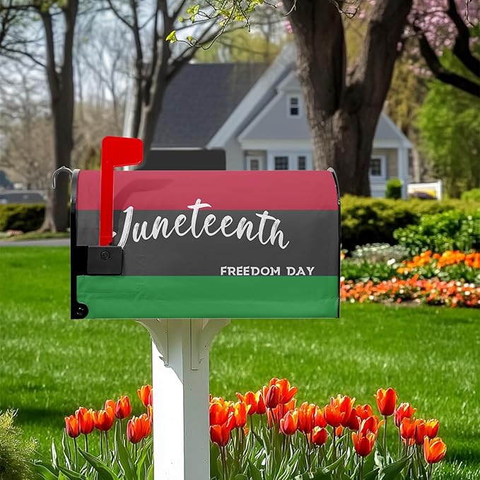 Juneteenth Mailbox Covers Freedom Day Magnetic Mailbox Covers Black History Month Mailbox Cover Holiday Mailbox Decorations for Garden Yard Farmhouse Standard Size 21x18 inch