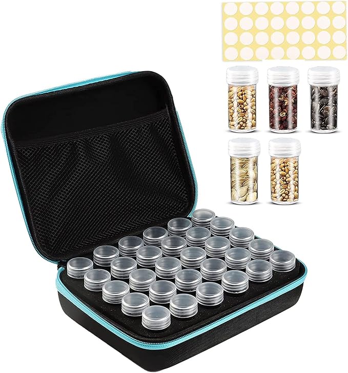 30 pcs Seed Storage Organizer, Seed Organizer Storage Box with 30 Label Sticker, Flower Plant Garden Seed Storage Containers Can Be Used for Seeds, Jewelry, Diamond Storage