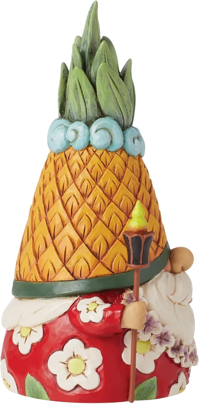 Enesco Jim Shore Heartwood Creek Coastal Tropical Pineapple Gnome Figurine- Stone Resin Hand Painted Crafted Collectible Gnomes Figurines Home Decor Statue, 5.5 Inch