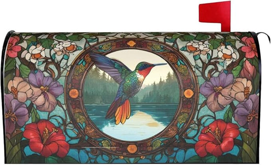 Spring Hummingbird Mailbox Covers Magnetic Letterbox Covers 21x18 Inch for Garden Outdoor Decoration