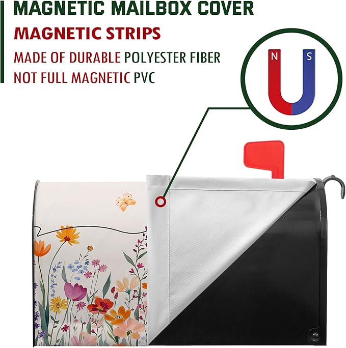 Hello Floral Mailbox Cover Summer Orange Flower Mailbox Covers Magnetic 25.5x21 inch Fall Watercolor Flowers Post Letter Box Cover Home Decor Outdoor Yard Decoration for Garden