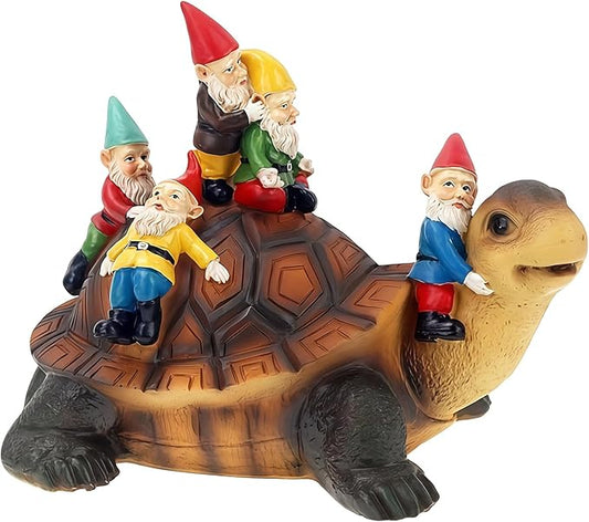 Garden Gnomes, Funny Garden Gnomes, Gnomes Riding Turtle Statue, Oudoor Garden Decor, Perfect for Festival Gifting or Garden Decoration