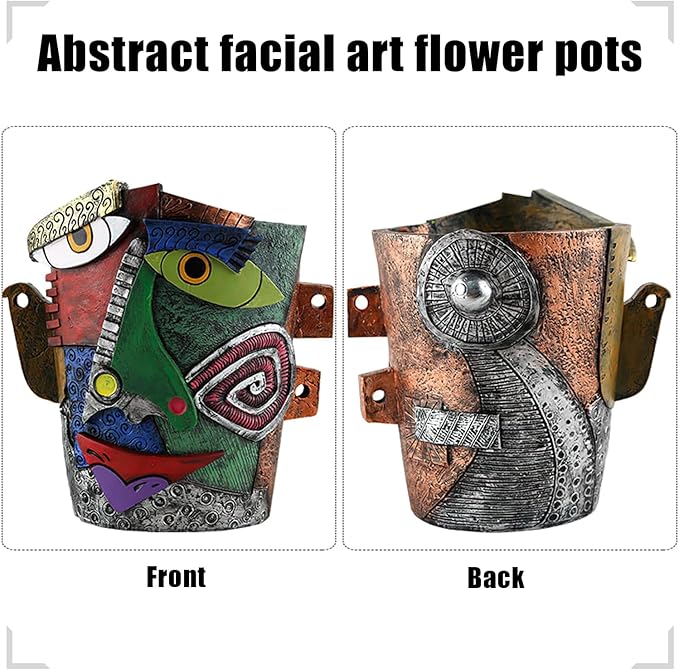 Abstract Face Flower Pots Head,Creative Inspiration Succulent pots,Head Planter with Drainage Hole,Colorful Plant Pots for Outdoor Garden Decor Home Art Decoration(Frowning