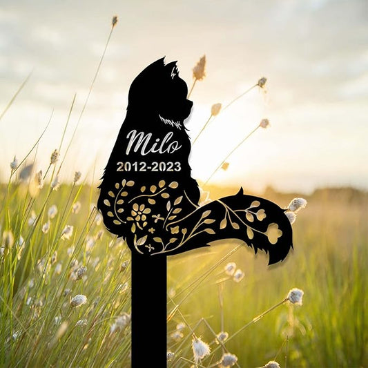 Custom Fluffy Cat Memorial Stake Sign Metal Grave Marker Personalized Cat Name Remembrance Yard Stake Gift in Heaven Loss Sympathy