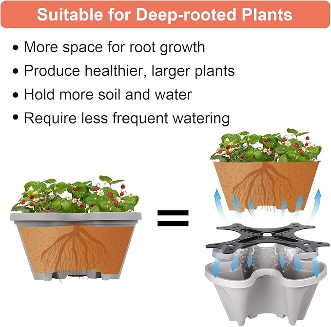 GameXcel Vertical Planter 7 Tier Stackable Planters Garden Planters Strawberry Herb Flower and Vegetable Planter Indoor Outdoor Gardening Pots with Removable Wheels and Tools