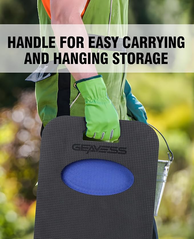 1.1" Extra Thick Kneeling Pad Mechanic Mat with Handle & Tool Compartment, Soft Foam Knee Cushion for Gardening, Garage Work, Workshop Repairing, Yardwork (18.7" x 12.4", Black & Blue)