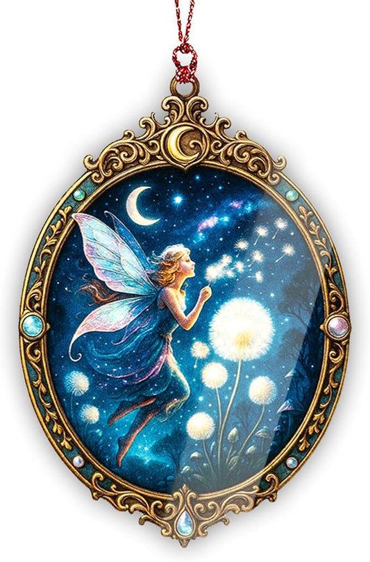 Fairy Ornament – Fantasy Decor Ornament – Magical Gift Ornaments – Enchanted Fairy Card – Christmas Fairies Ornaments – Suncatcher Effect Stained Glass Window – Car Hanging