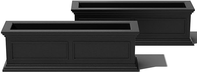 Veradek Brixton Window Box Plastic Planter - Large Rectangular Planter for Outdoor Balcony/Windowsill | Crack-Resistant All-Weather | Classic Estate Design for Flowers, Herbs, Succulents