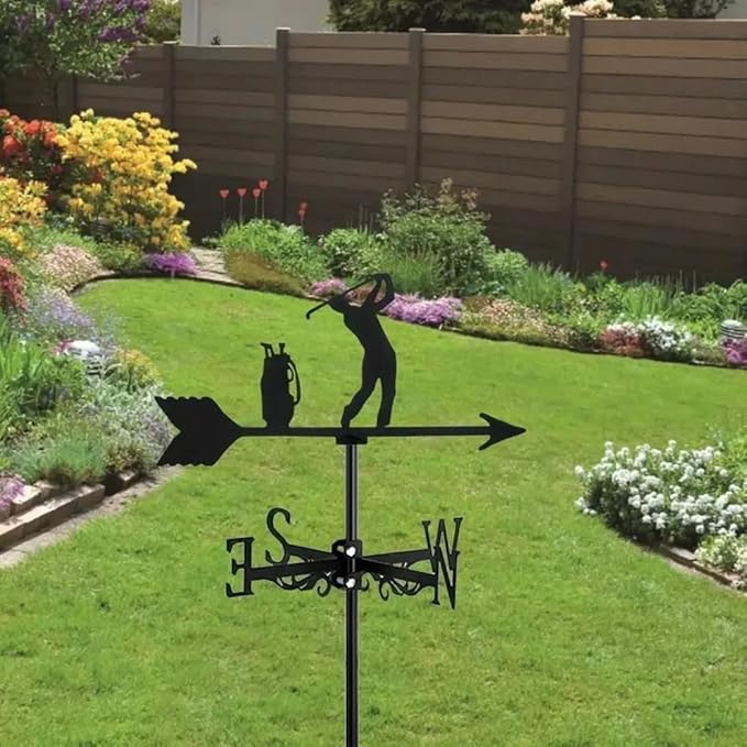 Metal Weather Vane Cat Rooftop Weathervane Black Rust-Proof Wind Direction Indicator for Garden Decor Fence Cottage Farmhouse Roof (Arrows)