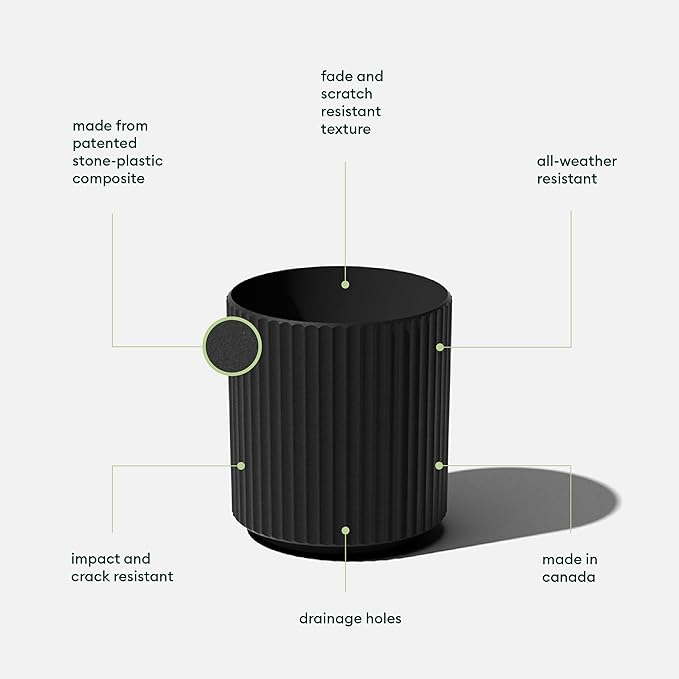 Veradek Demi Series Round Planter for Porch, Patio, Backyard | Durable Plastic-Stone Composite Material | Modern Décor for Tall Plants, Flowers