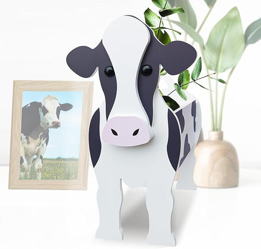 Dairy Cow Planter, Cute Animal Shape Flower Planters, Plant Pots for Indoor/Outdoor Garden Decor, Unique Gifts/Souvenirs for Pet Lovers (Large)