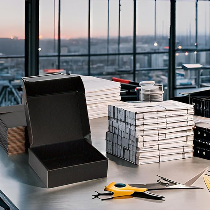 Small Shipping Boxes 9x6x2 Inch (25 Pack) - Sturdy Black Corrugated Cardboard Boxes for Small Business, Ecommerce, Mailing & Packaging | Recyclable Gift & Storage Boxes