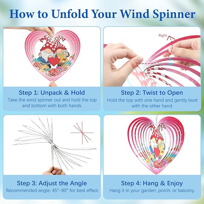 Gnome Wind Spinners Outdoor, Gnome Gifts for Women Men Wife Mom Dad Husband, Hanging Wind Spinners for Christmas Thanksgiving, 12 inch Outdoor Indoor Hanging Ornament for Garden Porch Lawn