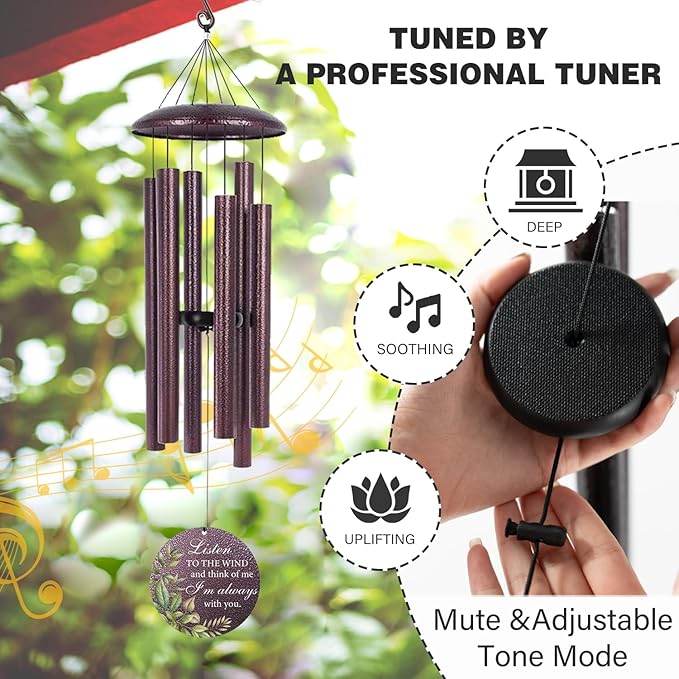 ASTARIN Personalized Memorial Wind Chime for Loss of Loved One 30/36/42 inch, Sympathy Deep Tone Wind Chimes for Mom Dad/Mother Father, Remembrance Gifts for Grief Condolence Funeral, Bereavement 18