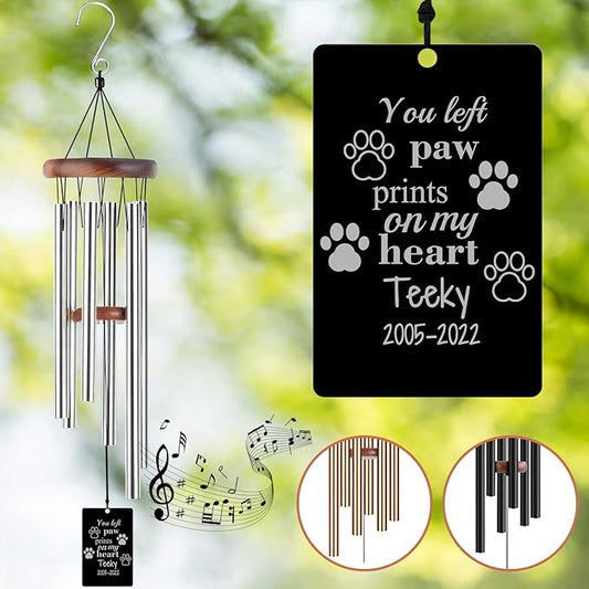 Pet Memorial Wind Chimes Engraved Personalized Wind Chimes for Loss of Loved Dog,Sympathy Wind Chimes for Outside,Bereavement/Remembrancegifts for Loss of Dog