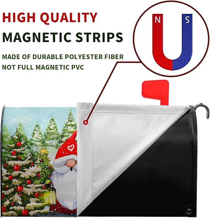 Winter Gnome Mailbox Covers Magnetic Standard Size Mail Box Post Cover Snowman Snowflake Xmas Mailbox Wraps Gift Holiday Waterproof 21 X18 Inch