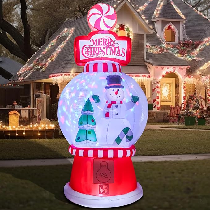 Taman 7.8 FT Christmas Inflatable Decorations Snowman Globe, Outdoor Decorations Built-in Bright Projector RGB Light Blow Up Christmas Decorations for Yard, Garden,Lawn Outdoor Holiday