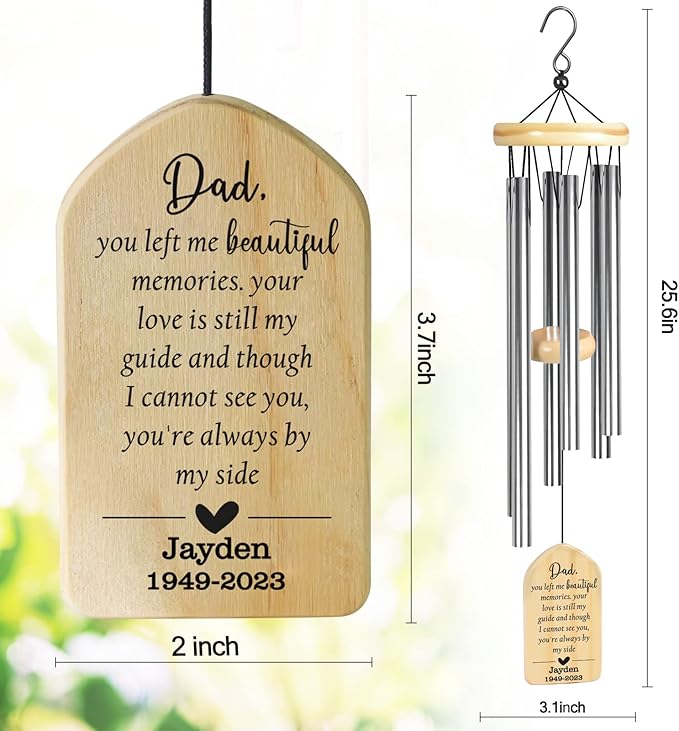 Sympathy Wind Chimes - Memorial Gift for Loss of Dad, Father - Bereavement and Remembrance Gift - in Loving Memory