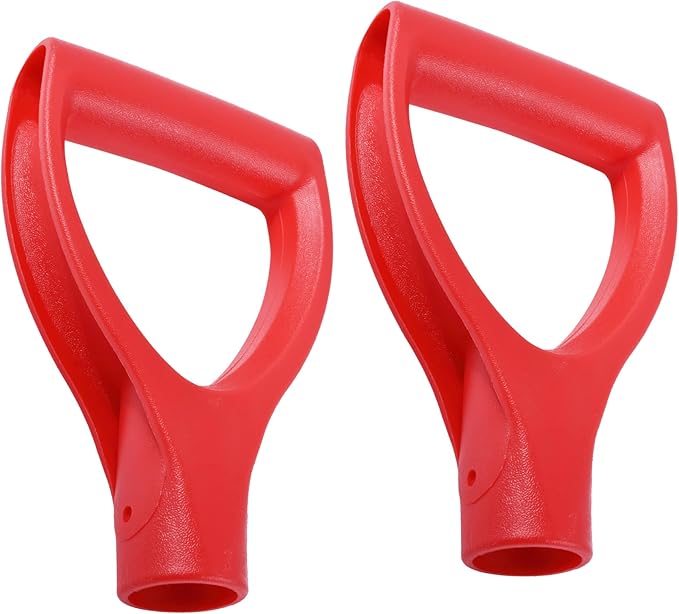 2 Pcs ID 1.26" Red Shovel D-Shaped Grip Handle,PVC Shovel D Straight Grip Handle,Plastic Spade Replacement Snow Removal Garden Accessorie Backyard Digging,7.28×4.53-in(H*T)