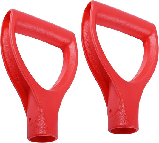2 Pcs ID 1.26" Red Shovel D-Shaped Grip Handle,PVC Shovel D Straight Grip Handle,Plastic Spade Replacement Snow Removal Garden Accessorie Backyard Digging,7.28×4.53-in(H*T)